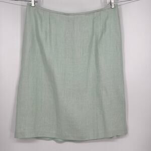 Linda Allard Ellen Tracy 100% Linen Pencil Skirt Women Plus 24 Aqua Midi Vtg NEW
